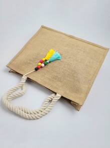 Multineos Comercial Bolsa de Verão Grande de Praia Revestida Internamente - Caqui - Visão 4