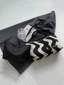 女款四季黑白針織手提包斜背包單肩包托特包適合工作購物女士女孩媽咪 - 黑與白 - 查看 7