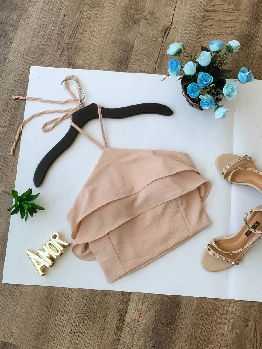 Women Tops - 卡其色 - 查看 1