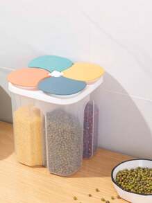 1pc Compartment Sealed Jar For Kitchen Plastic Noodle Storage Box Grain Container Moisture-Proof Storage Bottle Fridge Organizer With Random Color
