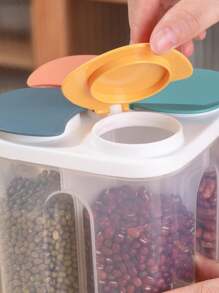 1pc Compartment Sealed Jar For Kitchen Plastic Noodle Storage Box Grain Container Moisture-Proof Storage Bottle Fridge Organizer With Random Color