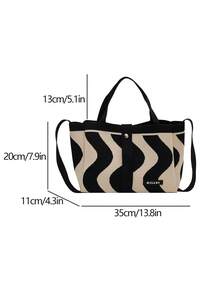 女款四季黑白針織手提包斜背包單肩包托特包適合工作購物女士女孩媽咪 - 黑與白 - 查看 10