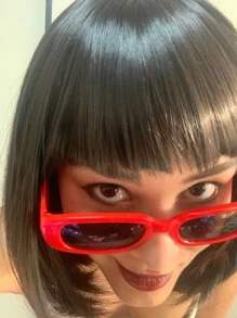 1 Pair Fashionable Red Fashion Glasses, Unisex Oval Frame Outdoor Sports Eyewear - Red - View 3