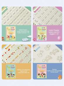 一套四本用于数字、字母、数学和绘画的手写练习册，返校用品 - 彩色 - 查看 4