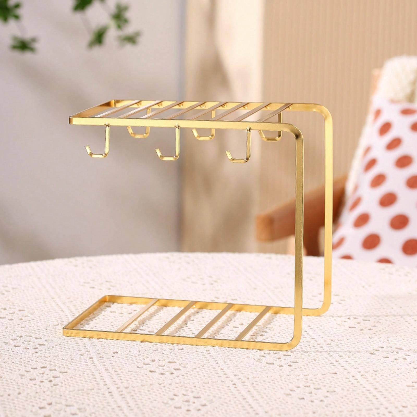 Gold Ushaped inverted water cup holder,iron art drain cup holder