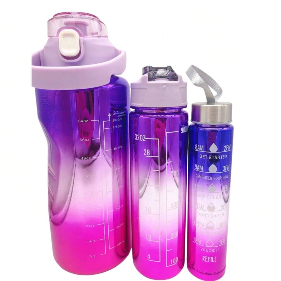 Motivational Trio Glass 3 In 1 Gym Metallic Colors - Purple - View 1