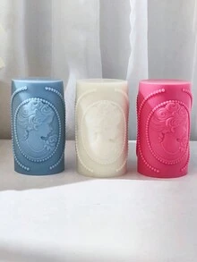 1入組女孩頭部造型圓柱型diy香薰蠟燭裝飾品
