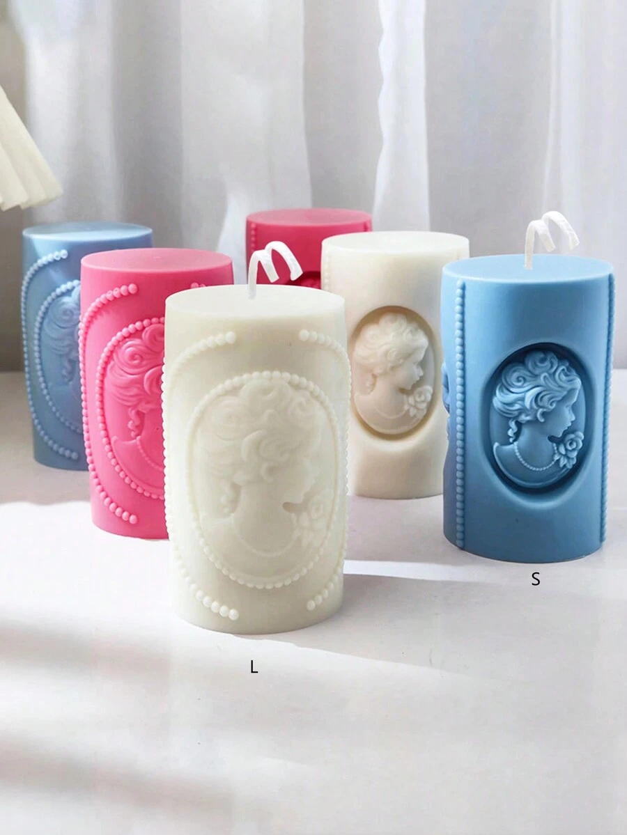 1入組女孩頭部造型圓柱型diy香薰蠟燭裝飾品