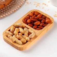 Jogo Petisqueira de bambu 3 peças bowl tigela cumbuca potes com base retangular gamela madeira para frios frutas fondue alimentos petiscos aperitivos bar restaurante porção salgadinhos amendoim nozes castanha suporte bamboo