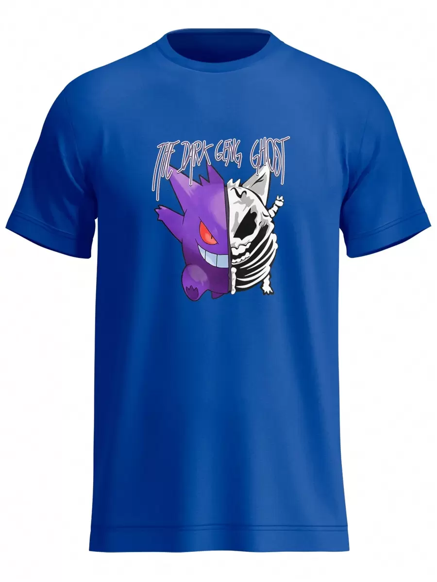 Camiseta Básica Gengar Esqueleto 100% Algodão Camisa - Azul Royal - Visão 1