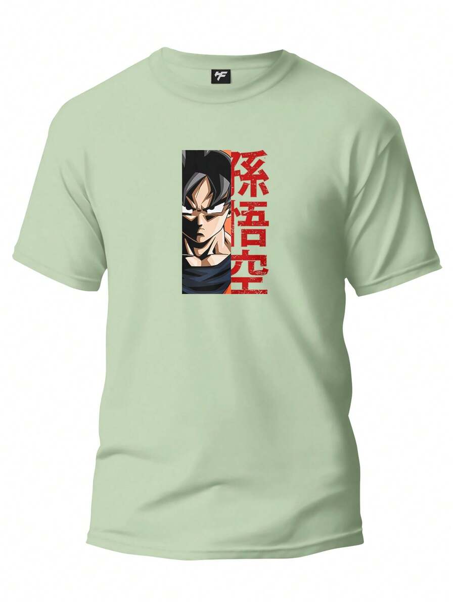 Camiseta Básica Goku DBZ 100% Algodão Camisa - Verde Menta - Visão 1