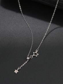 17KM 1條星星和鑽石y型項鍊,女士理想的度假、約會、禮物或日常配戴之選