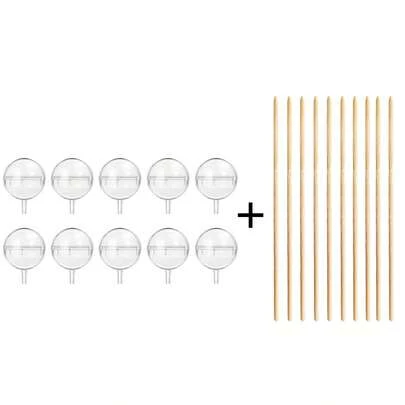 20 件 DIY 糖果巧克力花架套装，包括 10 个透明球体和 10 个竹签架，适用于周年派对生日花束包装，返校情人节