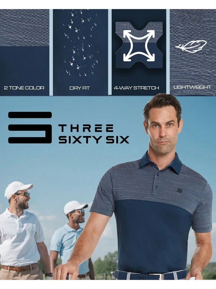 メンズウェア CPG GOLF STRETCH SMOOTH LOGO POLO 3(L) Three Sixty Six Quick Dry Golf Shirts for Men - Moisture Wicking