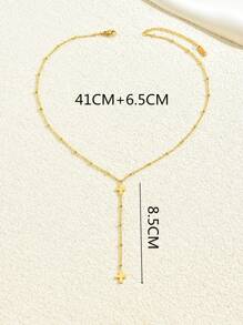 LIEBEIRIS 1pc Tassel Cross Stainless Steel Necklace (Assorted Colors)