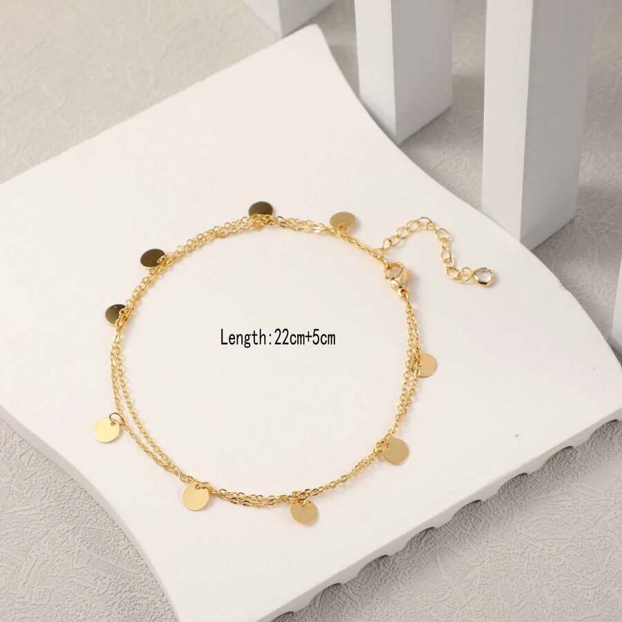 1PC Ankle Bracelets For Women 14K Gold Plated Anklet For Women Layered