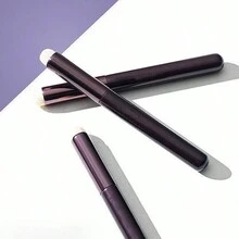 1 件專業手提圓頭唇刷,適用於口紅、暈染、遮瑕彩妝 - 酒紅色 - 查看 6
