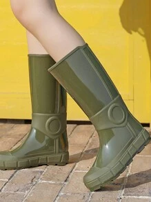 Mới Thời trang Của phụ nữ Không thấm nước Giày Mưa  , Dày Ở giữa Cao Ống Làm việc Giày dép , Bền chặt Cao su Đối với Ngoài trời - màu xanh lá - Xem 1