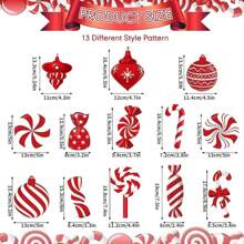 Đồ trang trí xoắn treo Giáng sinh 26 chiếc lá nhôm treo trần xoáy sân tiệc vật dụng mùa đông năm mới treo mặt dây chuyền xoắn ốc đồ trang trí, hoàn hảo cho trang trí ngoài trời trong nhà - Đỏ - Xem 2