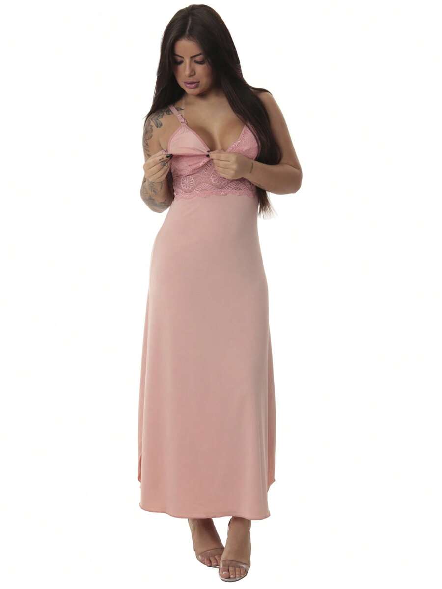 Biografia da Moda Plus Size Nightgowns & Sleepshirts - 淺粉色 - 查看 1