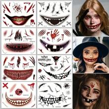 12 cái/bộ Lớn Miệng Kim băng Sẹo Fake Hình xăm dán Với 4 cái/bộ Miệng Mặt Hình xăm dán , Chơi khăm Đạo cụ Nâng cấp Trang điểm Hình dán Cho Halloween Hóa trang Buổi tiệc , 12 cái - Màu Hồng Tươi - Xem 1