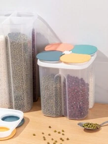 1pc Compartment Sealed Jar For Kitchen Plastic Noodle Storage Box Grain Container Moisture-Proof Storage Bottle Fridge Organizer With Random Color