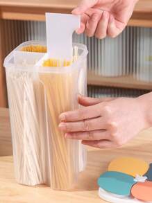 1pc Compartment Sealed Jar For Kitchen Plastic Noodle Storage Box Grain Container Moisture-Proof Storage Bottle Fridge Organizer With Random Color