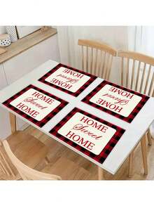 4入組幾何圖案亞麻印花餐桌墊,適用於家居桌面裝飾 - 彩色 - 查看 3