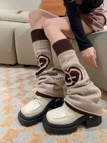 1對jk風格中筒堆堆襪,y2k針織腿套,適用於春秋季的各種場合 - 彩色 - 查看 2