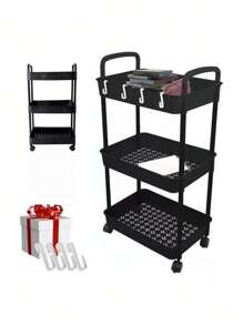 Carrito Organizador Multiusos 3 Niveles Metálico con Ruedas – Carritos Organizadores para Máximo Almacenamiento Cocina, Organizador Cocina Eficiente, Carrito Práctico para la Cocina y Más – Organizador para Cocina Versátil. - Negro - Ver 5