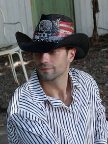 女士和男士用草帽,帶有可塑形邊,西部牛仔帽 - 彩色 - 查看 6