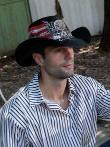 女士和男士用草帽,帶有可塑形邊,西部牛仔帽 - 彩色 - 查看 7