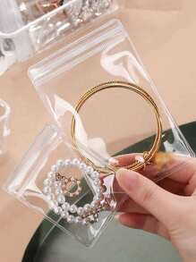 100 chiếc/30 chiếc Túi đựng đồ trang sức bằng nhựa PVC trong suốt, Túi đựng đồ trang sức, vòng cổ, khuyên tai, nhẫn, túi bảo vệ chống oxy hóa kín khí khi đi du lịch, Túi đựng đồ trang sức - Trong sáng - Xem 2