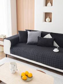 1 件几何绗缝天鹅绒沙发垫，简约风格，防滑靠背，宠物友好，柔软多功能防污防尘，节日装饰沙发套，适合靠背、扶手，四季皆宜 - 黑色 - 查看 7