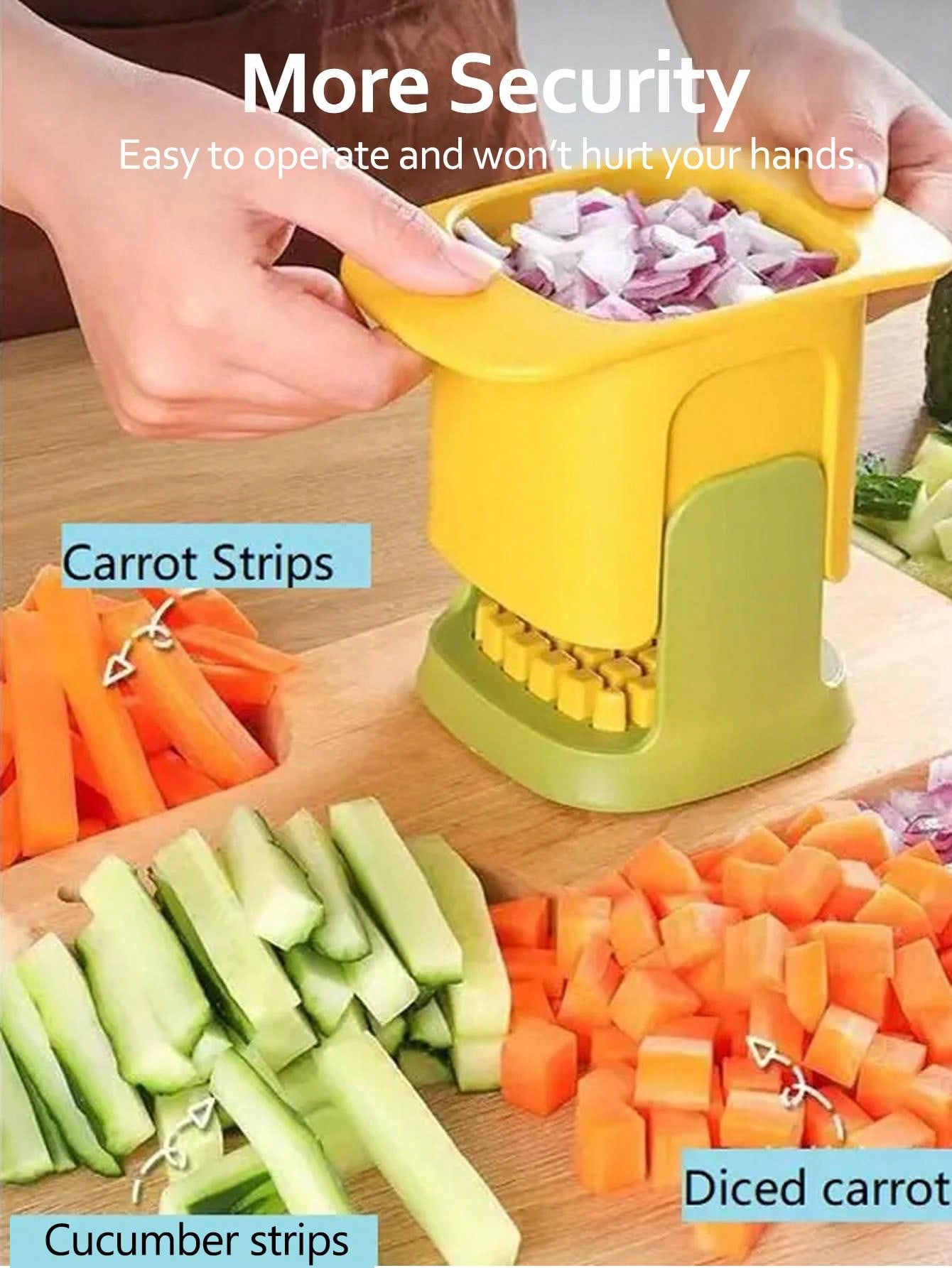 French Fry Cutter, 2 in 1 Blade Vegetable Slicer, Onion Mincer Chopper