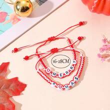 Goodwaro 2入組創意樹脂字母與珠子設計,寓意聖誕快樂,手工編織手鍊。附有精美的聖誕賀卡和包裝,適合在聖誕節慶祝活動中佩戴。 - 彩色 - 查看 1