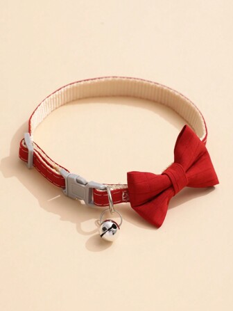 1 pieza Collar para mascota rojo poliéster unicolor corbata de lazo
