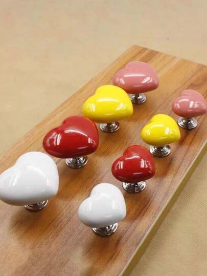 1pc/2pcs/4pcs Colorful Heart-Shaped Toilet Flush Button, Creative Bathroom Toilet Tank Flusher Accessory, Fashionable Love Button