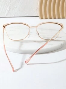 1 chiếc kính mắt mèo kim loại đổi màu thời trang, kính trang trí thời trang 2 trong 1, tròng kính trong suốt dùng trong nhà & ngoài trời - Hồng - Xem 4