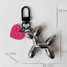 Portachiavi a forma di cane palloncino a cuore per coppie, ciondolo fai da te per borse, San Valentino, accessori per auto, charm per borse, scuola