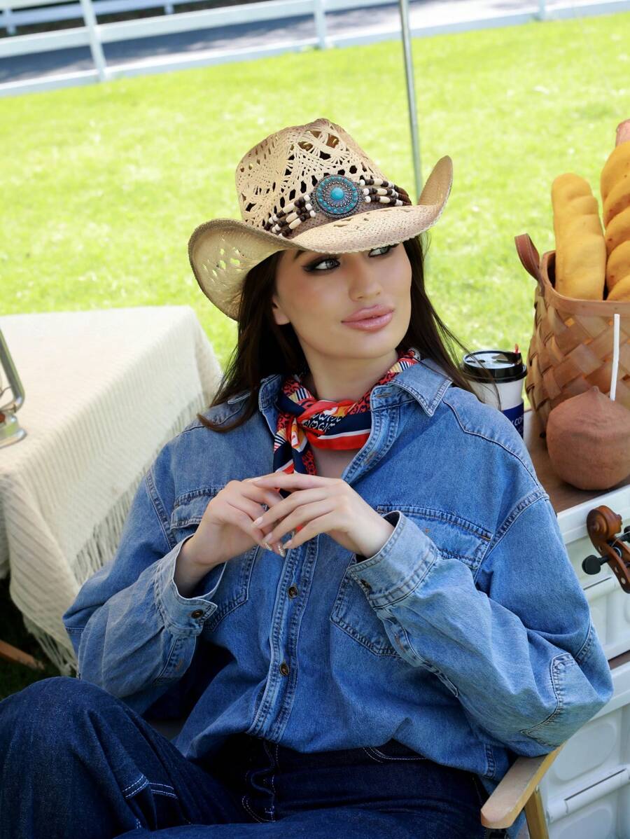 Straw Cowboy Hat For Women And Men With Shape-It Brim, Western Cowboy ...