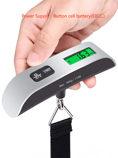 1入組電子行李秤（50 公斤/110 磅）+ 便攜式不鏽鋼手持行李秤（不含電池）