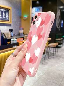 1個充滿粉紅和白色愛心的淺粉色材質手機殼,適用於iphone / Samsung / Redmi / Xiaomi / Vivo / Oppo