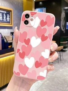 1個充滿粉紅和白色愛心的淺粉色材質手機殼,適用於iphone / Samsung / Redmi / Xiaomi / Vivo / Oppo