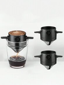 1pc Stainless Steel Coffee Filter - Black - View 2