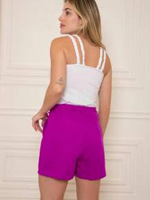 Women Shorts - 中紫紅色 - 查看 2