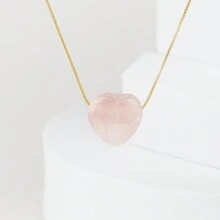 1入bohemian風格的天然石頭心形吊墜項鍊,適合男女佩戴作為休閒珠寶或送給女朋友的節日禮物 - 項鍊 - 查看 11