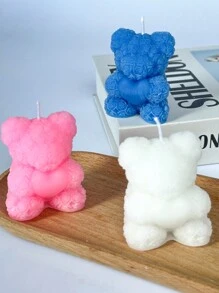 1pc Diy Aromatherapy Candle Decoration With Heart Shaped Rose Bear - White - View 4