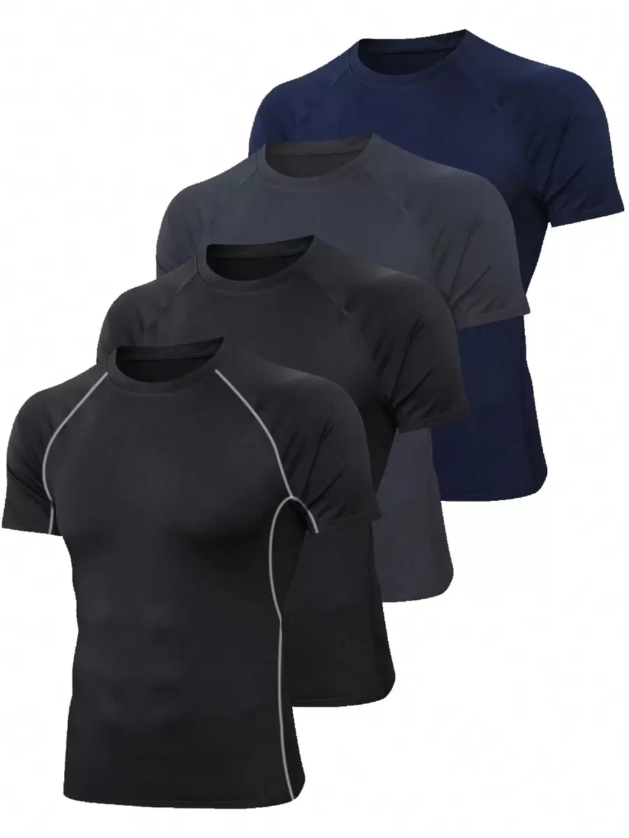 Camiseta Deportiva Para Hombre De Secado Rápido Para Correr, Top De Entrenamiento, Ropa De Gimnasio Que Absorbe La Humedad Y De Ajuste Holgado - Azul - Ver 1