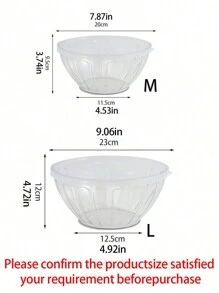 1 cái/2 cái/Bát đựng salad có nắp đậy, Bát nhựa trong suốt dày, Dùng để đựng đĩa lạnh trong bếp gia đình đựng salad và trái cây, Nhà bếp, Quà tặng Giáng sinh, Đồ dùng học tập - Trong sáng - Xem 2